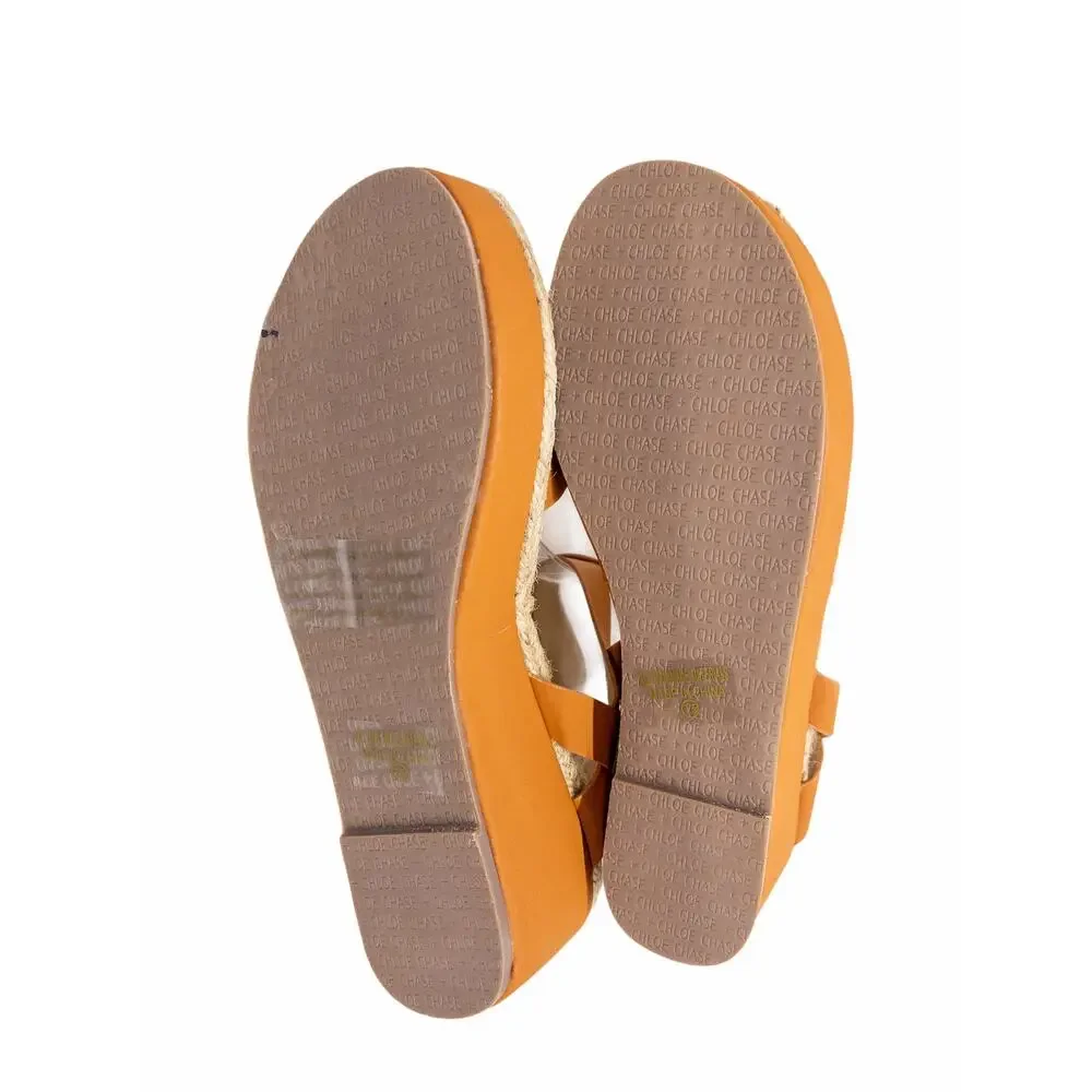 Chase + Chloe Gaston-5 Tan Nubuck Wedge Espadrille Sandals Women's 7.5